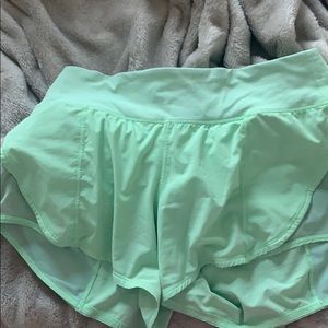 mint green limited edition LULULEMON SHORTS